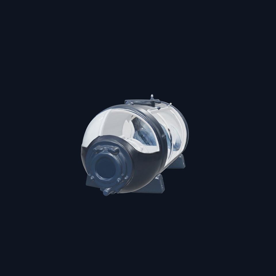 Black Cryogenic Capsule with Frosted Glass and Interface Modules